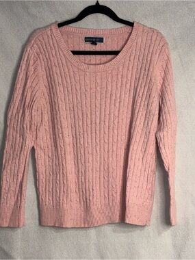 Karen Scott Blush Pink Cable Crewneck Sweater